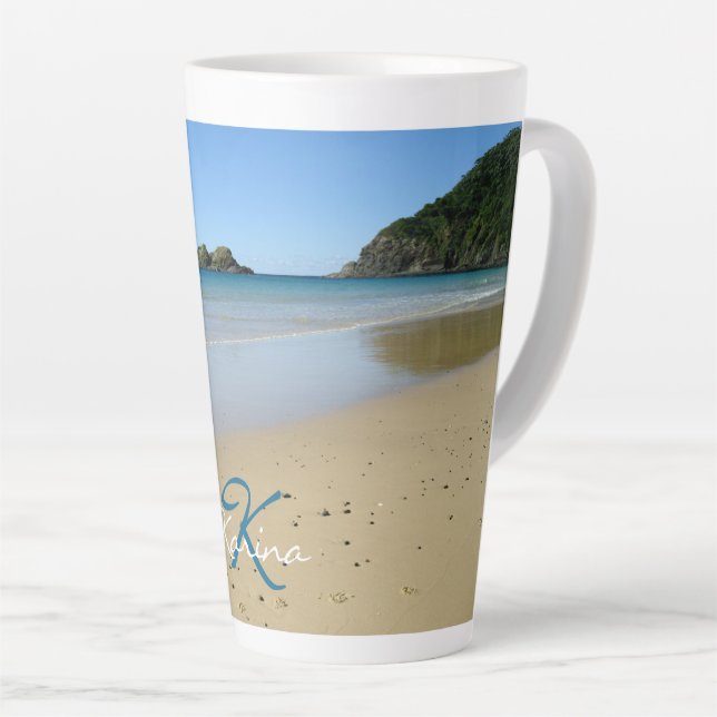 Caneca De Café Latte Caneca Latte Personalizada de Praia do Oceano (Ângulo direito)