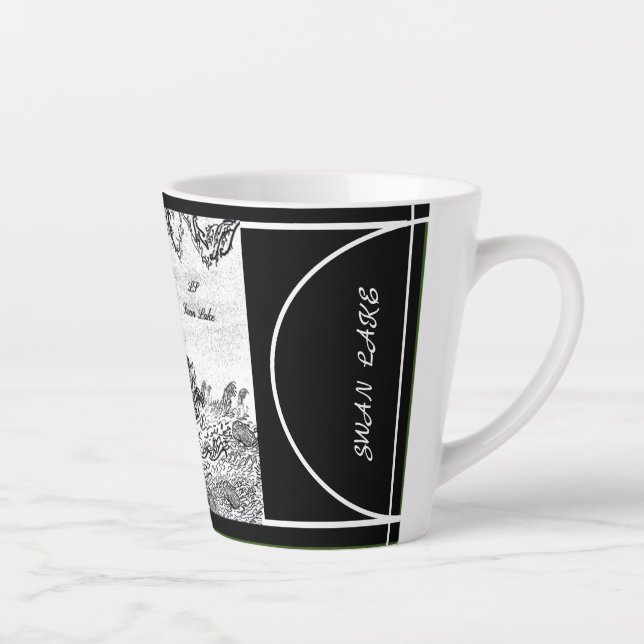 Caneca De Café Latte Caneca LS Latte de Caligrafia Digital Lago dos Cis (Direita)