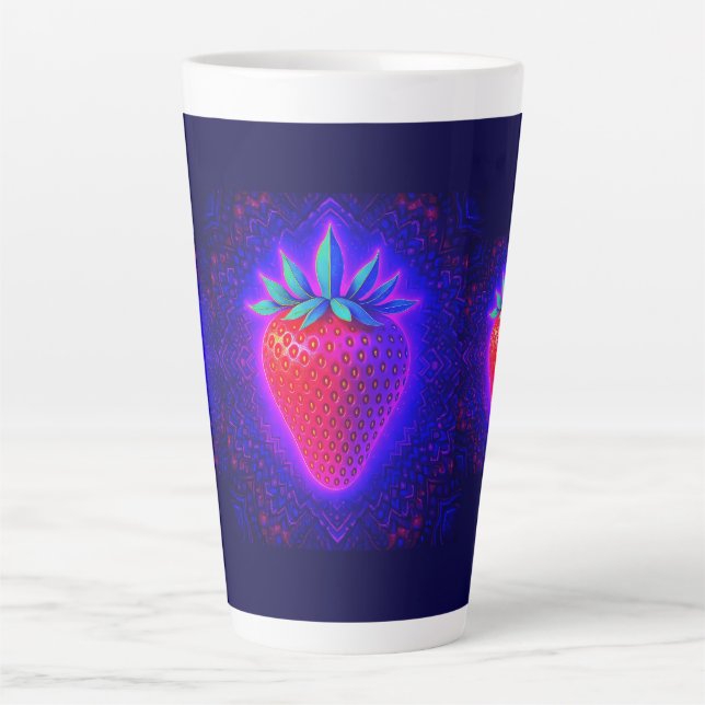 Caneca De Café Latte Caneca Neon Morango Look Latte vibrante (Frente)