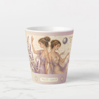 Caneca De Café Latte Caneca Pequena Gêmeos Lavanda Art Nouveau Latte