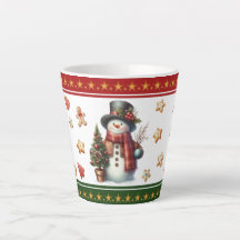 Caneca Pequena para Latte com Boneco de Neve e Bis