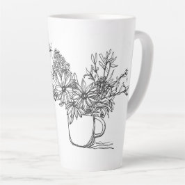 Caneca De Café Latte caneta de desenho da linha do buquê