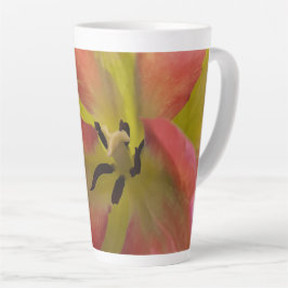 Caneca De Café Latte Caneta Lateral Rosa e Amarela
