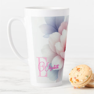 Caneca De Café Latte Caneta Romântica Rosa Floral Personalizada Latão