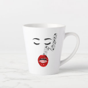 Caneca De Café Latte    Cantando Rosto Feminino Musical 