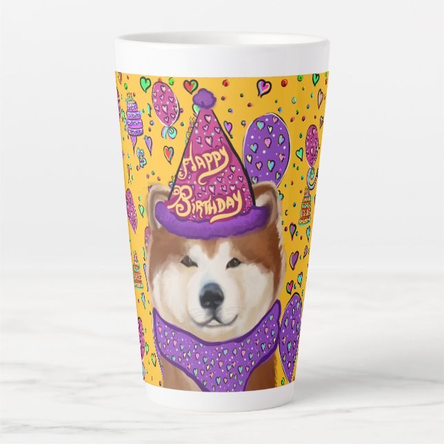 CANECA DE CAFÉ LATTE CÃO AKITA  (Frente)