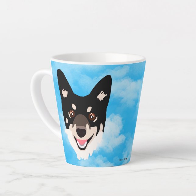Caneca De Café Latte cão com céu (Ângulo esquerdo)