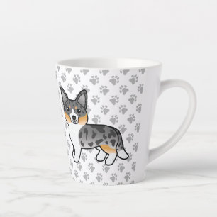 Caneca De Café Latte Cão e patas de cartoon de Merle Cardigan Welsh Co