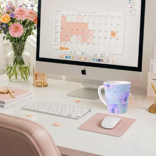 Caneca De Café Latte Capa de telefone Floral Roxo Elegante - Arte Botân