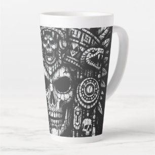 Caneca De Café Latte Capacete de Caveira Asteca por BurnsInHell