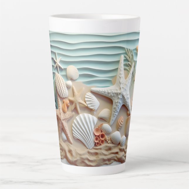 Caneca De Café Latte Capas de praia 3D Mugs and Cups (Frente)
