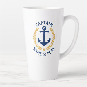 Caneca De Café Latte Capitão Boat Name Anchor Dourado Style Laurel Sta