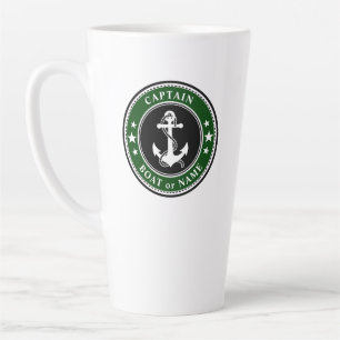 Caneca De Café Latte Capitão de Barco de Ancoragem Náutica ou Floresta