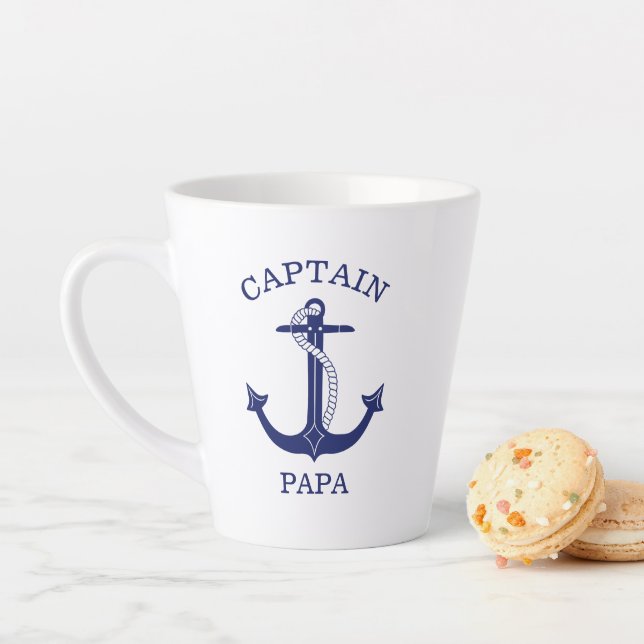 Caneca De Café Latte Capitão Papa Marinho Azul (In Situ)