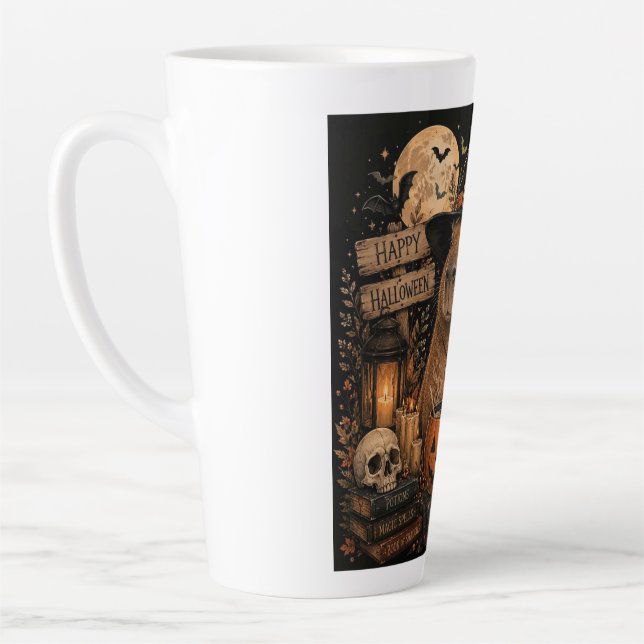 Caneca De Café Latte Capivara de Bruxa Assustadora de Halloween (Esquerda)