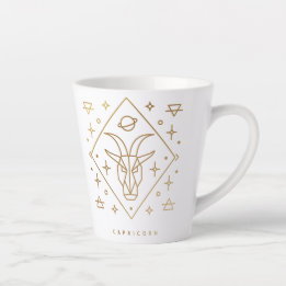Caneca De Café Latte Capricórnio Dourado Glyph Coffee Mug