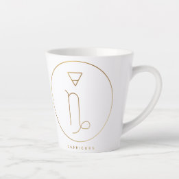 Caneca De Café Latte Capricórnio Dourado Zodiac Emblem
