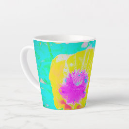 Caneca De Café Latte Cápsula amarela com centro rosa quente em turquesa