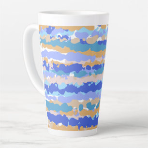 Caneca De Café Latte Caramelo abstrato Gráfico Azul Teal Laranja