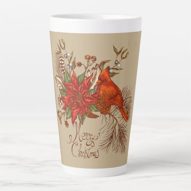 Caneca De Café Latte Cardeal de Natal (Frente)