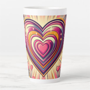 Caneca De Café Latte Cardíaco/Dia de os namorados de arte dos anos 70