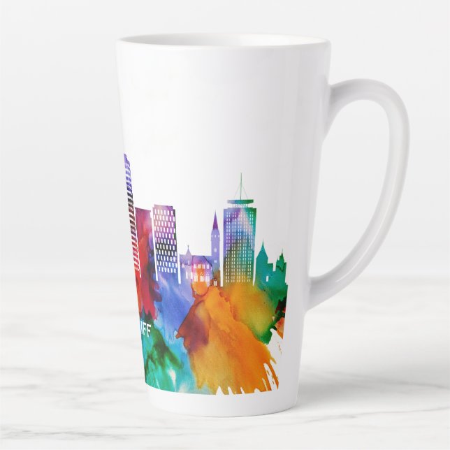 Caneca De Café Latte Cardiff Skyline (Direita)
