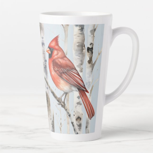 Caneca De Café Latte Cardinal with Birches (matching journal available) (Direita)