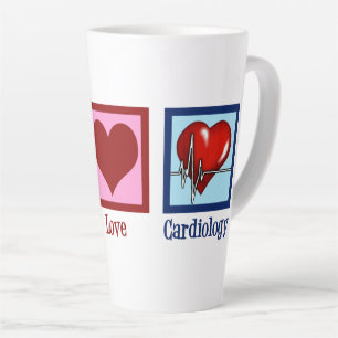 Caneca De Café Latte Cardiologia de Paz e Amor Cirurgião Cardíaco Batim