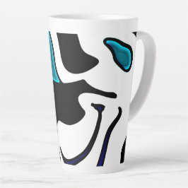Caneca De Café Latte Carga de Profundidade: Abstrato Preto, Branco e Az
