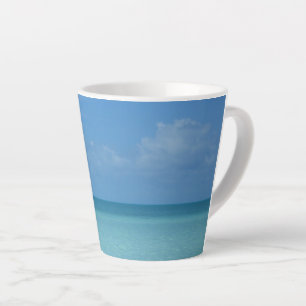 Caneca De Café Latte Caribe Horizonte Turquesa Tropical Azul