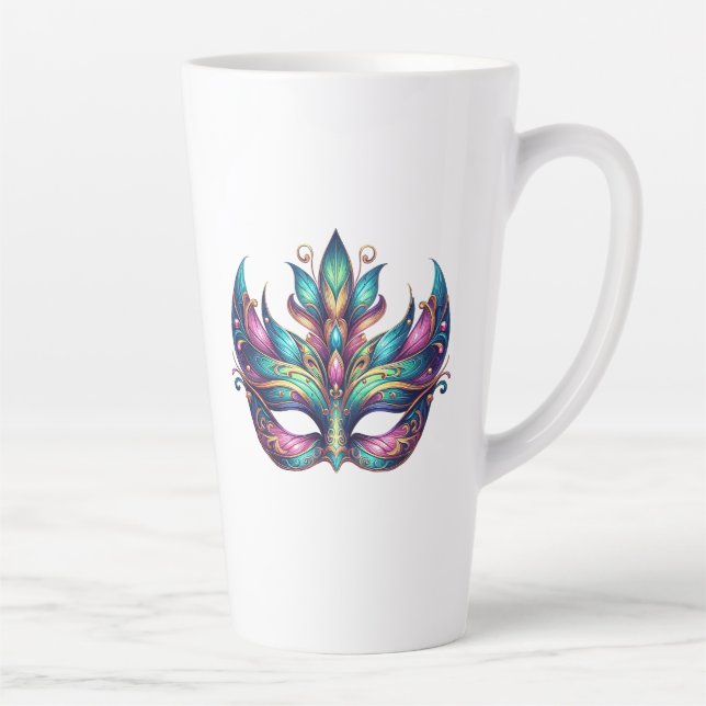 Caneca De Café Latte carnaval de máscara Mardi Gras (Direita)
