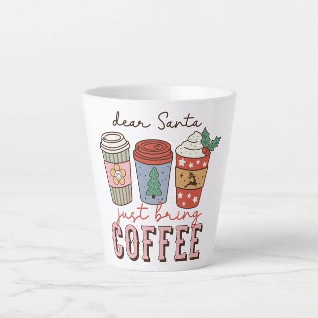 Caneca De Café Latte Caros Papais noeis | Café Natal Latte (Frente)