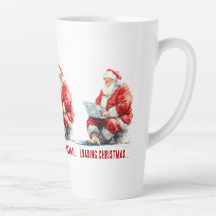 Caneca De Café Latte Carregando Papai noel Engraçado de Natal