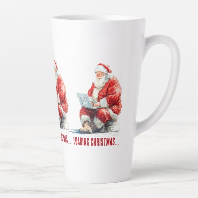 Caneca De Café Latte Carregando Papai noel Engraçado de Natal (Direita)