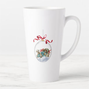 Caneca De Café Latte Carro Antigo em uma Bolha de Natal Transparente
