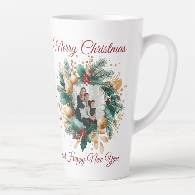 Caneca De Café Latte Cartão com fotos Personalizado de Frota de Natal (Direita)
