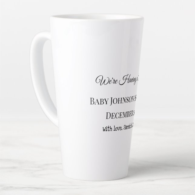 Caneca De Café Latte Cartão de Revenda de Bebê Personalizado (Ângulo esquerdo)