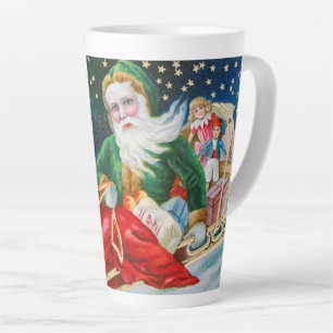 Caneca De Café Latte Cartão postal de Natal vintage retrô Papai Noel