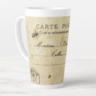 Caneca De Café Latte Cartão Poste francês de abelhas