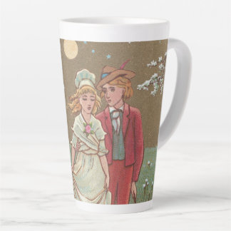 Caneca De Café Latte Cartão Romântico Antigo do Dia dos Namorados, 1876