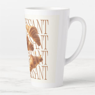 Caneca De Café Latte Cartaz de Comida Estética de Croissant – Padaria F