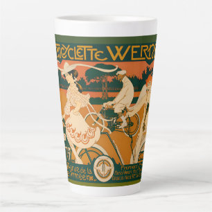 Caneca De Café Latte Cartaz de corrida de motocicleta Art Nouveau vinta