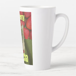 Caneca De Café Latte Cartaz de Latte de Matcha com Morango – Bebida de