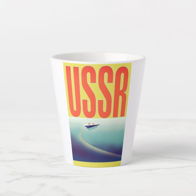 Caneca De Café Latte Cartaz de viagem da URSS Soviética (Frente)