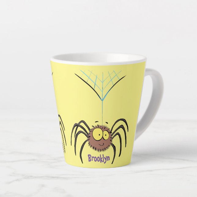 Caneca De Café Latte Cartografia engraçada e fofa da aranha (Ângulo direito)