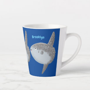 Caneca De Café Latte Cartografia fofa mola de peixe-sol oceânico