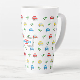 Caneca De Café Latte Cartografia para crianças, de cor vermelha, azul e