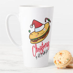 Caneca De Café Latte Cartografia personalizável de Hotdog de Natal