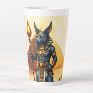 Caneca De Café Latte Cartoon Anubis - Deus Egípcio do Pós-Vida