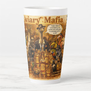 Caneca De Café Latte Cartoon da Máfia Aviária – Humor da Família da Máf